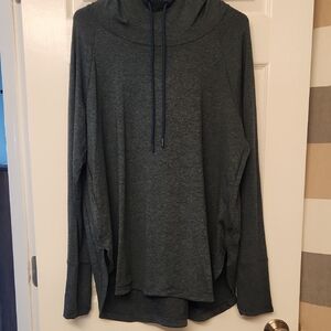 Athleta Blue Heathered Uptempo Hoodef Top